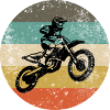 Retro Moto Rider on Striped Circle