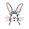 Häschen mit blauen Blumen
