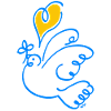 White pigeon with yellow heart