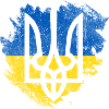 Drapeau trident ukrainien Brush