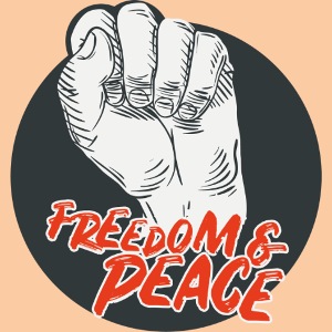 Fist raised for peace and freedom