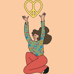 She holds the peace sign up