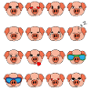 Simpatico Maiale Rosa Diverso Mood Emoticon Faces Of