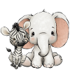 Elephant and zebra