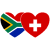 Sudafrica Svizzera Flag Heart