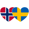 Norge Sverige Flagga Hjärta