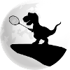 badminton dino plays badminton in the moonlight