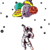 Astronaut mit Luftballons