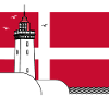 Denmark flag with Rubjerg Knude lighthouse