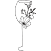 Wine Glass Wine Flowers Drawing Gift