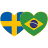 Suède Brésil Drapeau Cœur