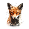 Fuchs mit Farbklecksen