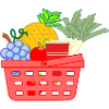 Shopping basket with fruit and vegetables