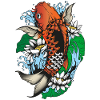 Koi with water lilies