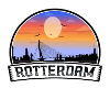 Rotterdam Paesi Bassi Skyline Vintage Sunset Trave