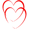 Deux cœurs rouges