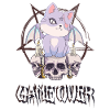 Cat Skull Goth Game Over Pentagram Occult G