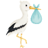 cute stork turquoise