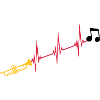 Musical note heartbeat trumpet