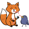 Fox and blackbird best friends