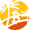 Bitcoin under palm trees