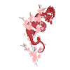Cherry Blossom Tree x Red Dragon Japanese Culture