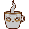 Face tired coffee cup
