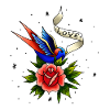 swallow rose tattoo