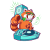 Cartoon Red Panda DJ à la platine