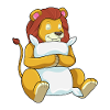 Lion sleeping with pillows