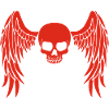 Red winged skull