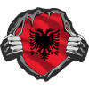 albania flag under ripped