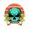 Skull smoking Unhealthy person. Poison