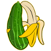 Banane et concombre en étreinte