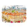 Varsovie Pologne Aquarelle Esquisse Peinture