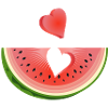 Stück einer Wassermelone mit Herz