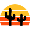 Deux cactus devant un demi-soleil