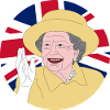 Regina Elisabetta II con bandiera britannica