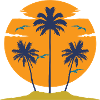 Sunset with palm trees silhouette