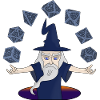 A Sorcerer with Levitating Dices