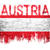 Australian flag style with city silhouette