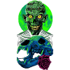 Skull zombie with flower