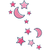 stars,moon,star,yellow,illustration,pink