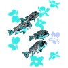 Fische Fischschwarm mit Blumen