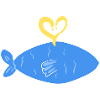 blauer fisch symbol herz licht