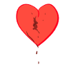 red heart broken symbol bleeding