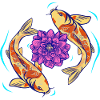Lotus Flower and Koi Fishes