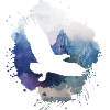 eagle,painting,grey,flies,bird,mountains,landscape