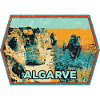 Badge retro, Algarve Portugal, plage été soleil