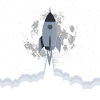 Décollage d’une fusée grise